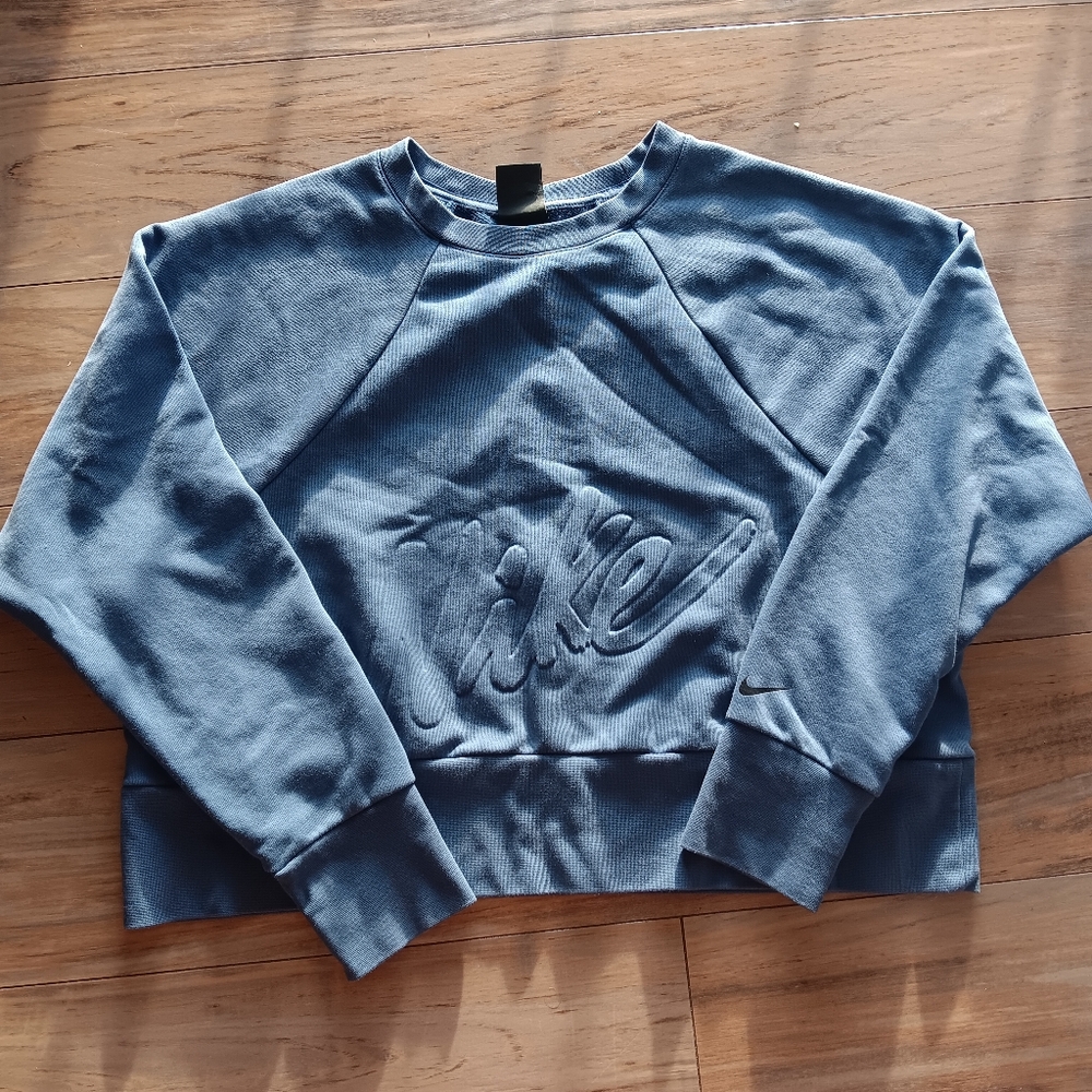 Nike Embossed Logo Blue Crewneck